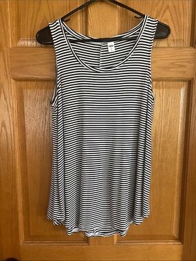 Old Navy Black & White Striped Tank Top